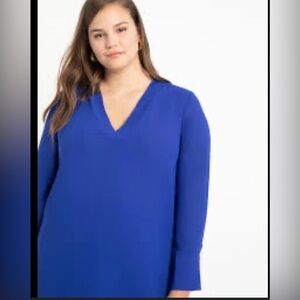 Eloquii Royal Blue Long Sleeve V-Neck Tunic Top Size 18